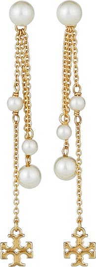 Tory Burch Kira Imitation Pearl Linear Drop Earrings | Nordstrom