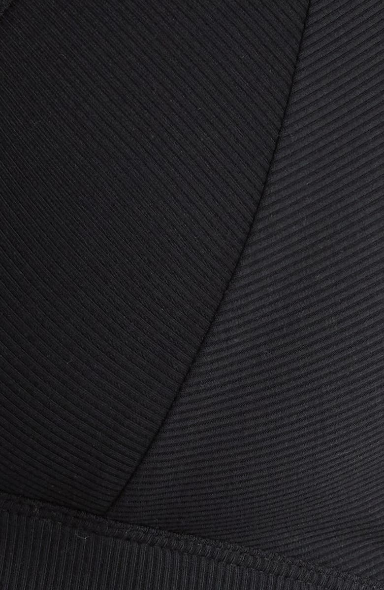 TomboyX Rib Wireless Plunge Bra, Alternate, color, Black