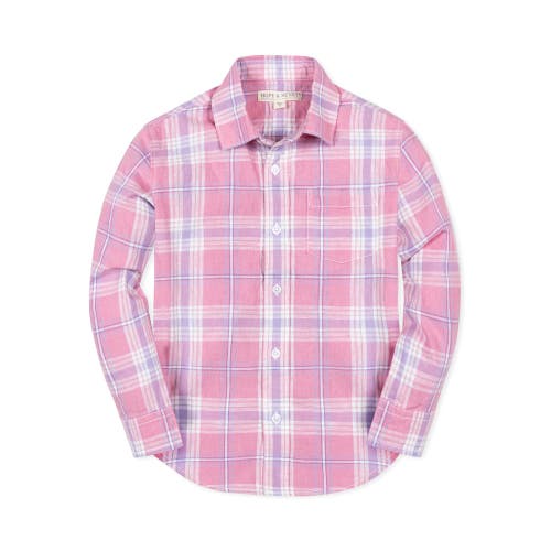 Shop Hope & Henry Boys' Linen Button Down Shirt, Kids In Tea Room Pink Plaid