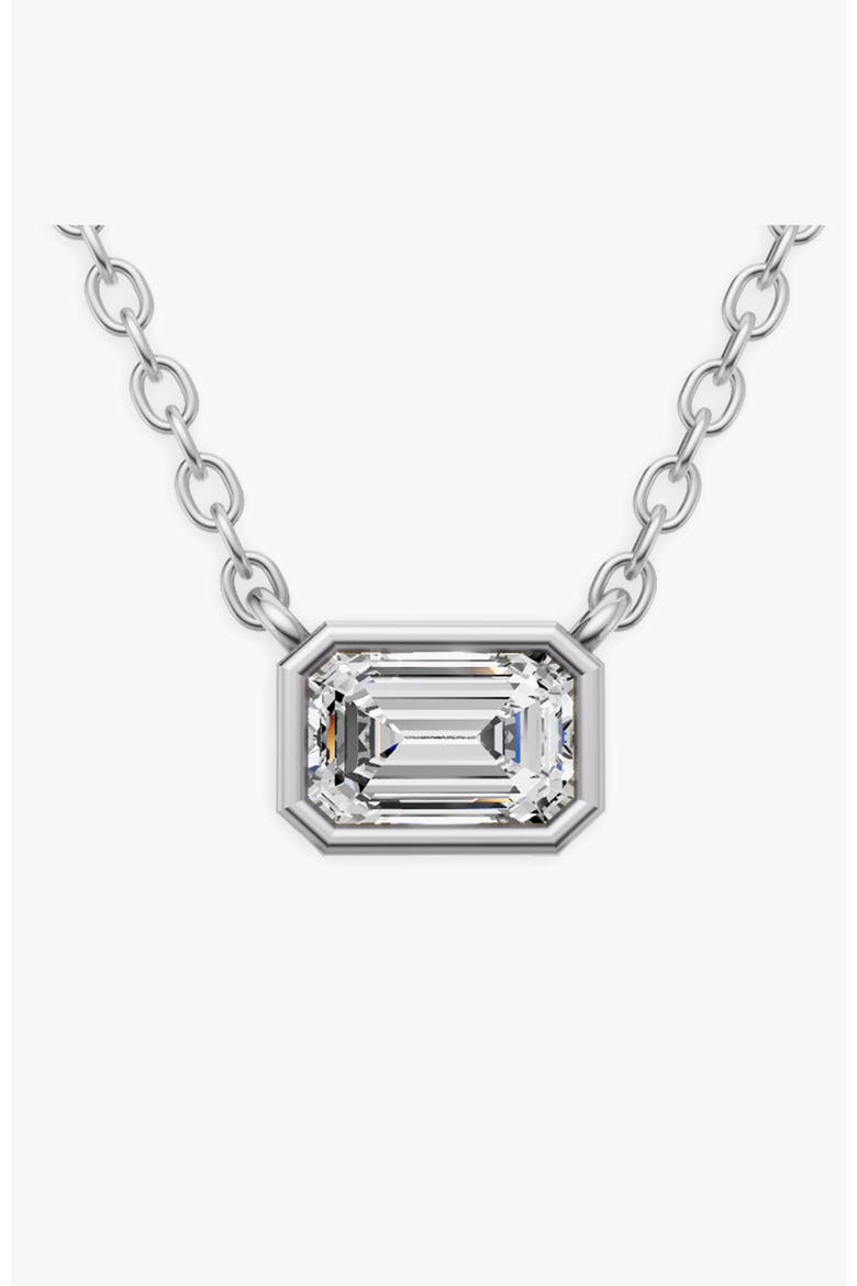 14K Gold 0.25 ct Lab-Grown Emerald Cut Bezel Pendant, Main, color, White Gold