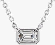 SEREIA OFFICIAL 14K Gold 0.25 ct Lab-Grown Emerald Cut Bezel Pendant