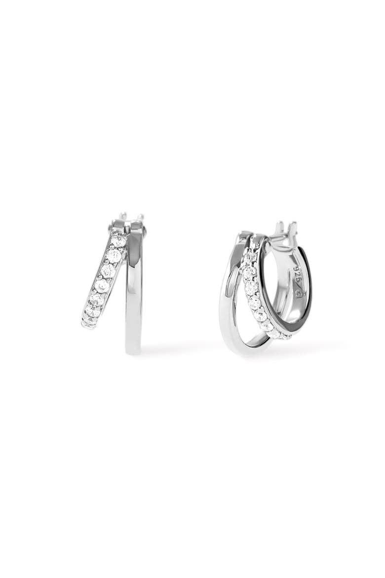 Double Hoop Earrings - Toda Mini Silver, Main, color, Silver