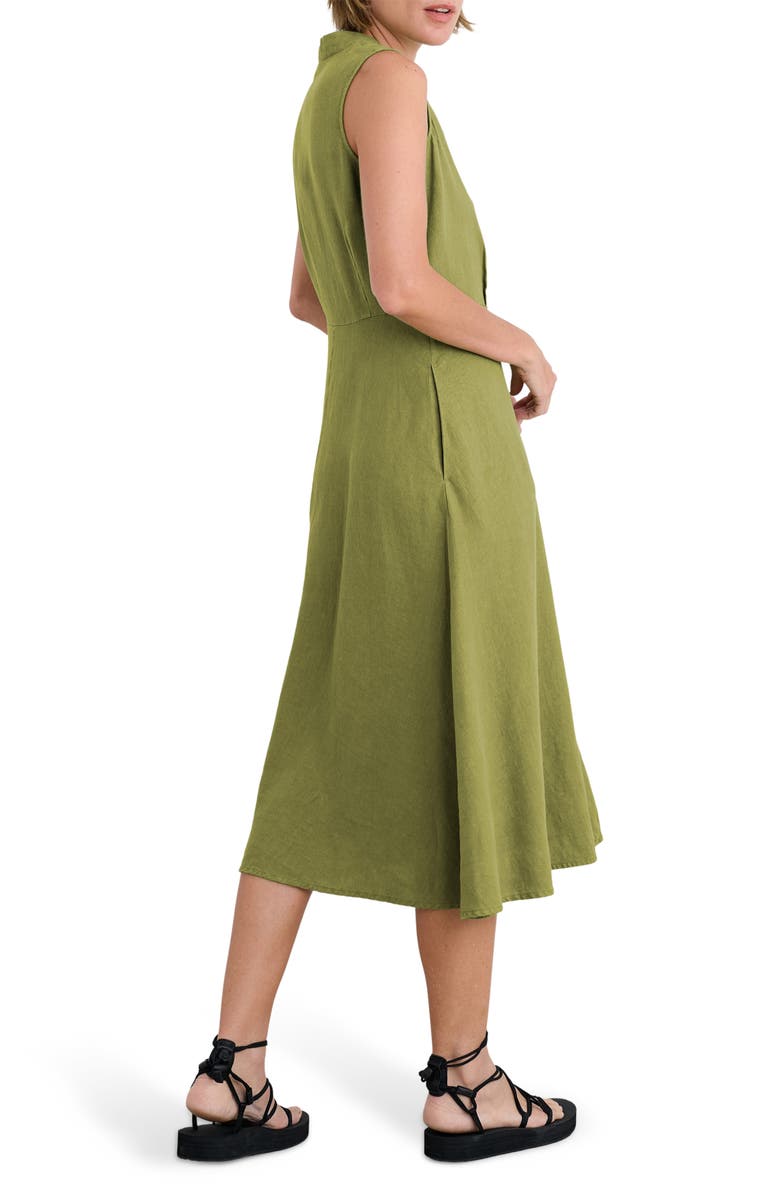 Seasalt Cornwall Carved Wood Sleeveless Linen Midi Dress, Alternate, color, Dark Citron