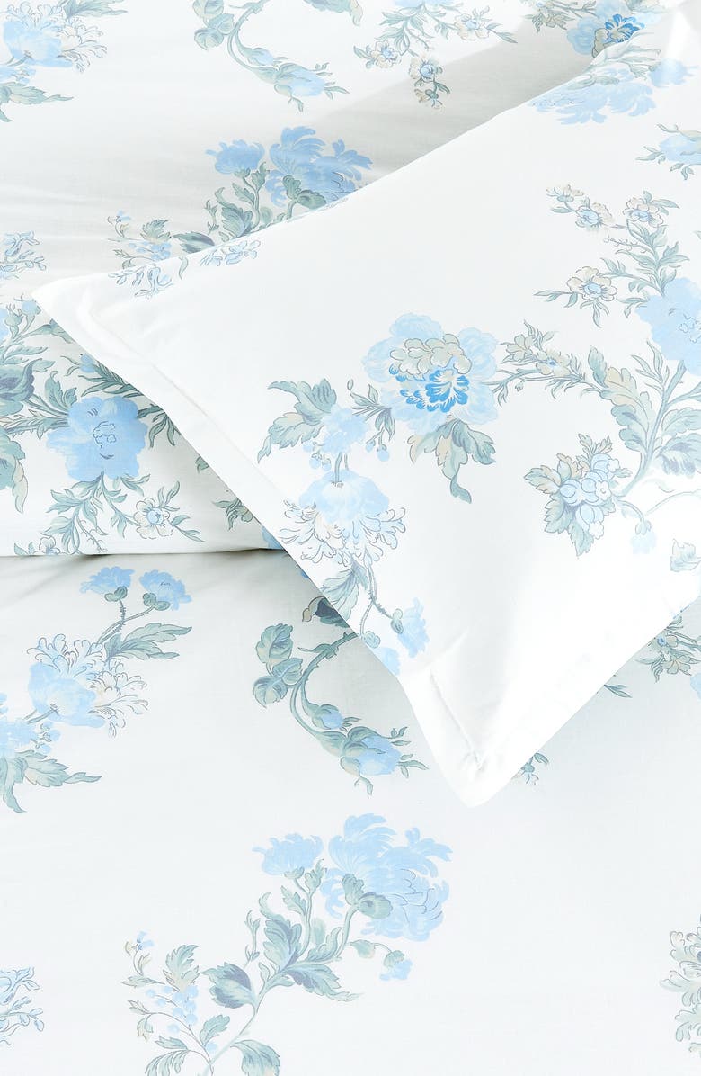 MELANGE HOME Rose Percale Cotton Duvet Cover & Sham Set, Alternate, color, Blue