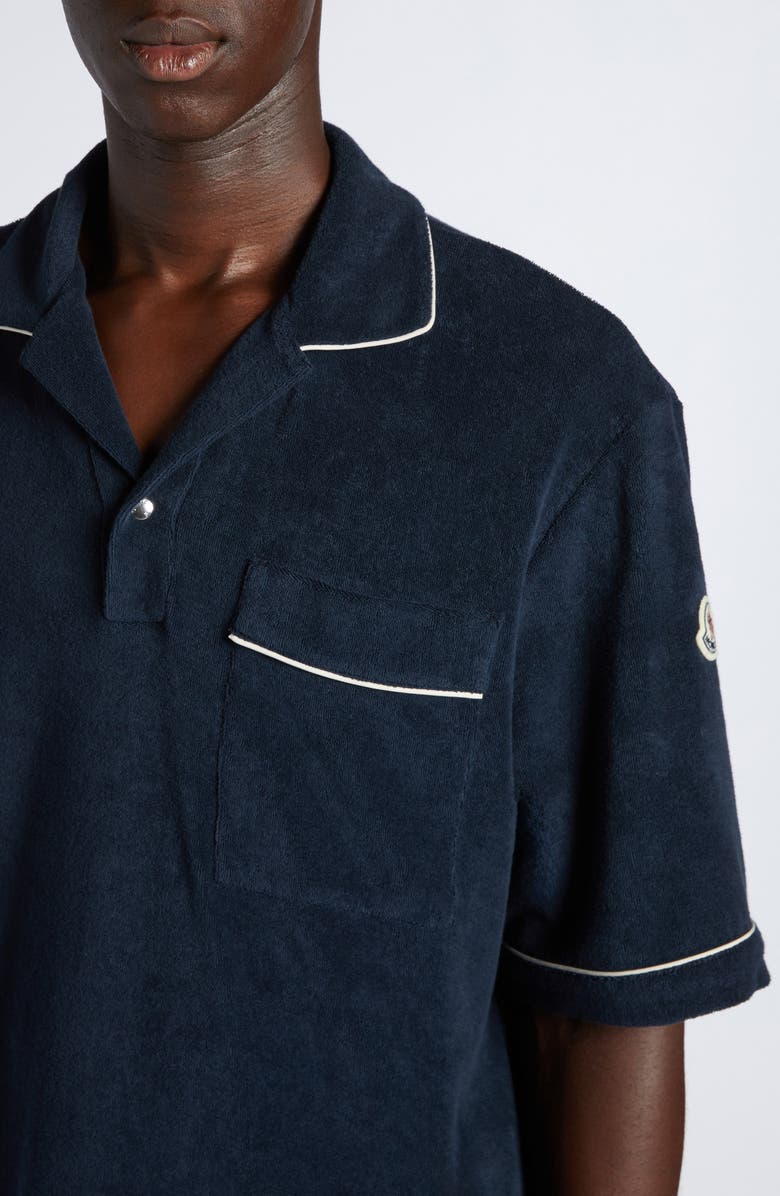 Moncler Tipped Cotton Terry Cloth Polo, Alternate, color, 