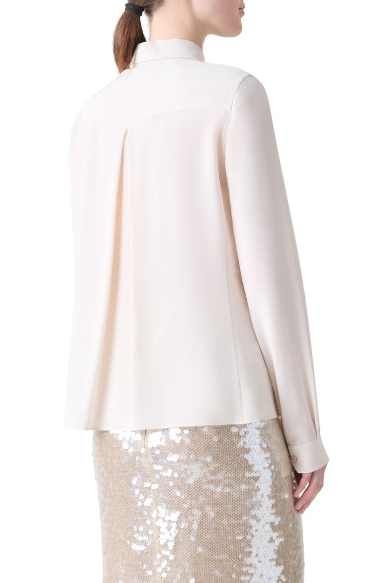 Embellished Silk Crepe Button-Up Shirt, Alternate, color, VANILLA