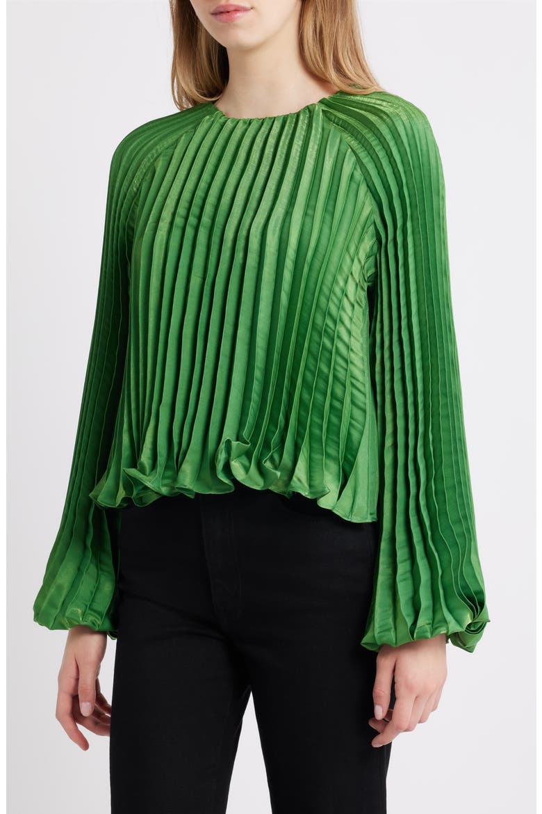 Giulia Plissé Top, Main, color, GREEN
