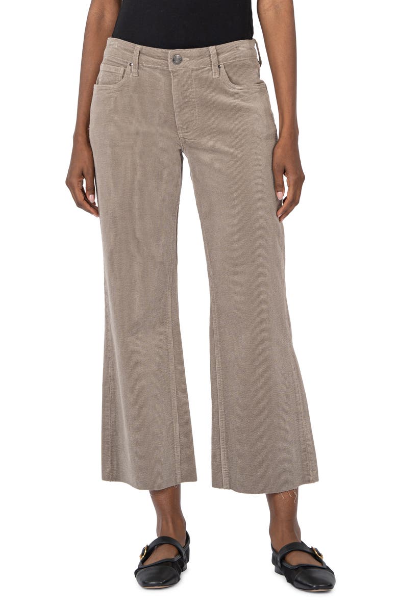 KUT from the Kloth Kelsey High Waist Ankle Flare Corduroy Pants, Main, color, Rosemary