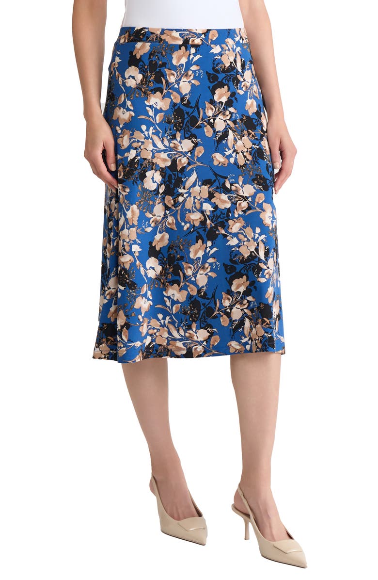 KASPER Floral Print Flared Skirt, Alternate, color, Blue Night Multi