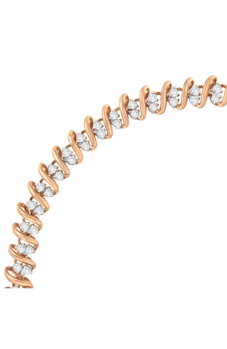 Haus of Brilliance 14KT Rose Gold Plated Silver Diamond S Link Tennis Bracelet, Alternate, color, Pink