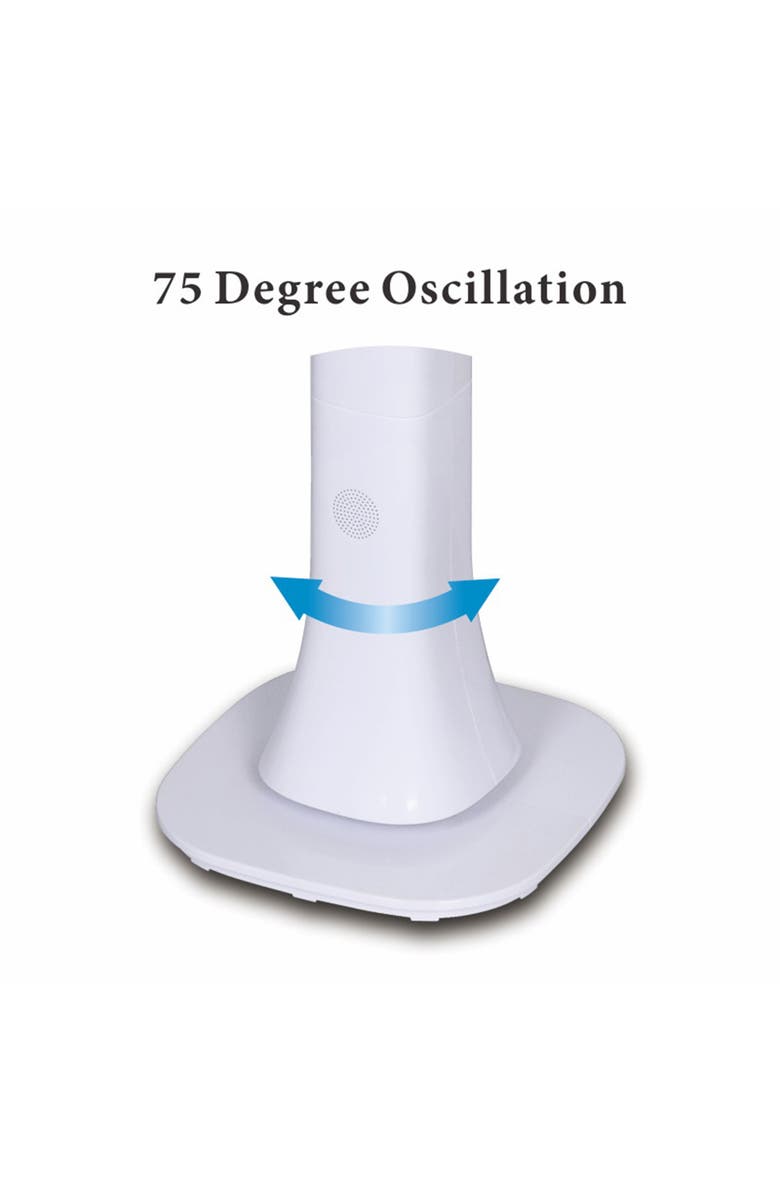 Optimus 48 Inch Pedestal Tower Fan with Remote Control, Bluetooth and LED, Alternate, color, White