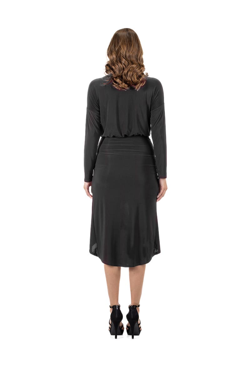 Long Sleeve Dressy Tulip Skirt Knee Length Dress, Alternate, color, Black