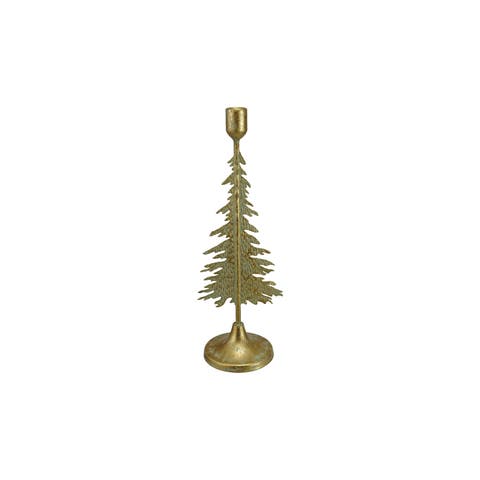 Patina Iron Tree Taper Candle Holder