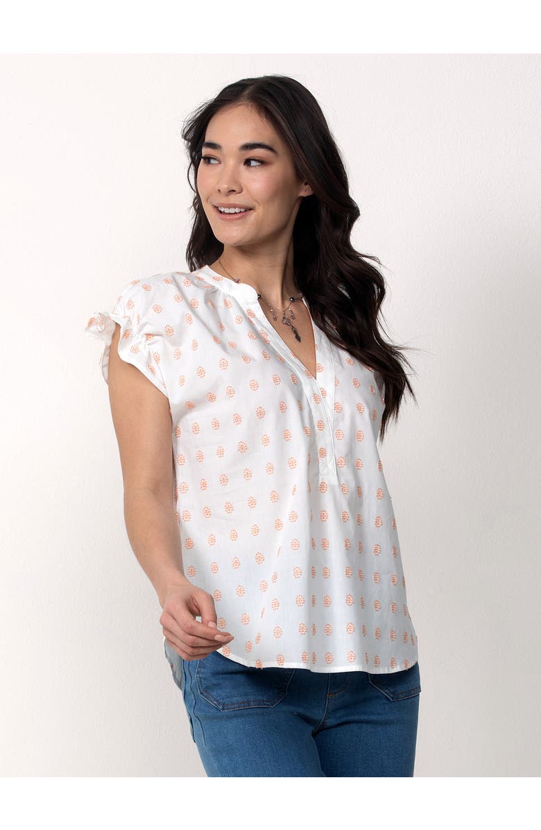 Single Stitch Cotton Peasant Blouse, Alternate, color, White Coral