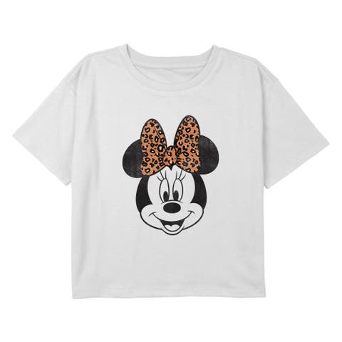 Girl's Mickey & Friends Minnie Mouse Cheetah Print Bow Portrait  Graphic T-Shirt