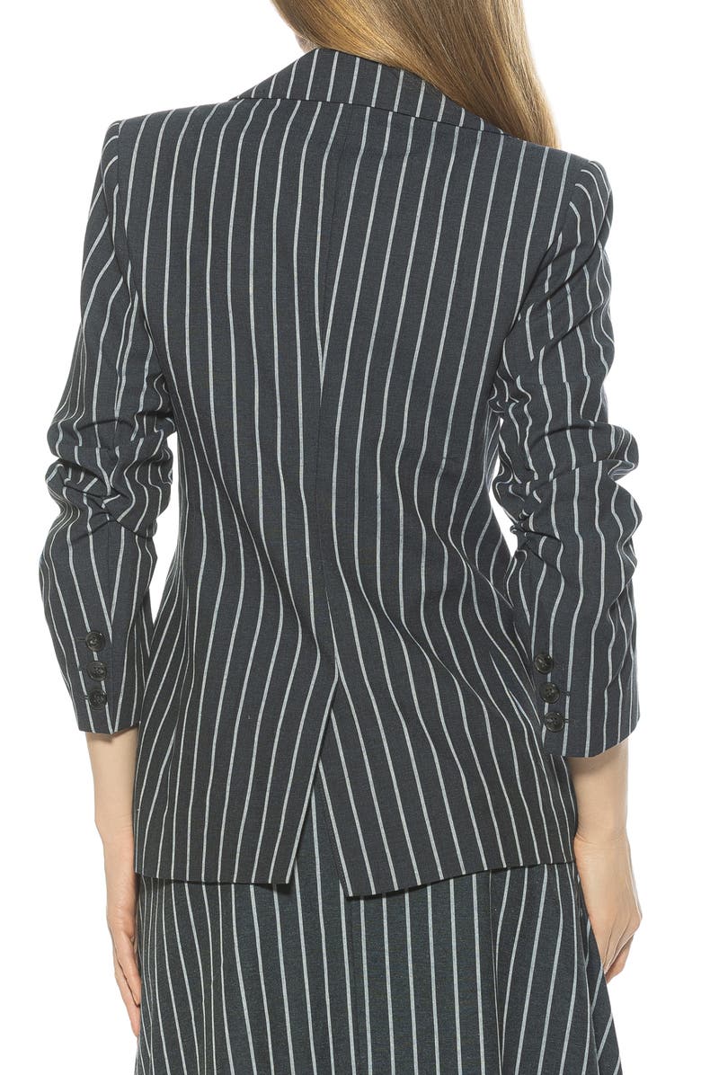 Alexia Admor Tau Linen & Cotton Blazer, Alternate, color, Navy Stripe