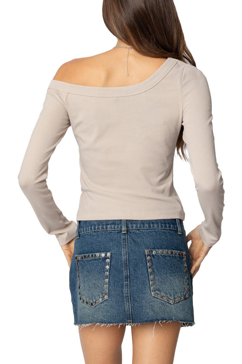 Adelaine Asymmetric One-Shoulder Long Sleeve Top, Alternate, color, BEIGE