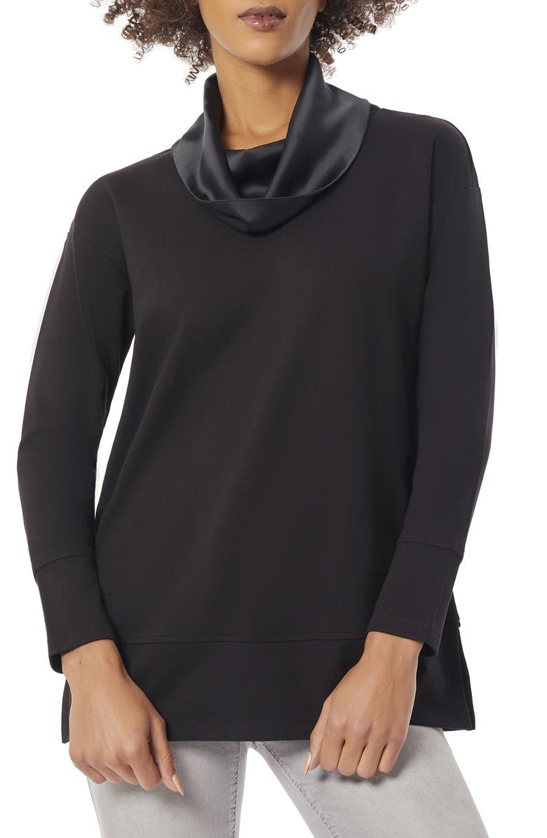 Jones New York Serenity Cowl Neck Mixed Media Sweater, Main, color, Jones Black