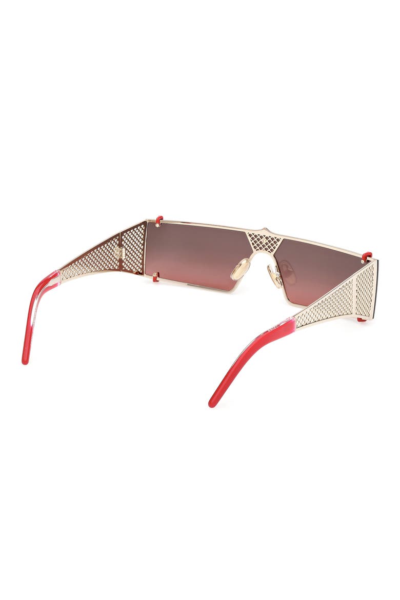 140mm Oversize Shield Sunglasses, Alternate, color, GOLD / RED / ZEISS GRADIENT