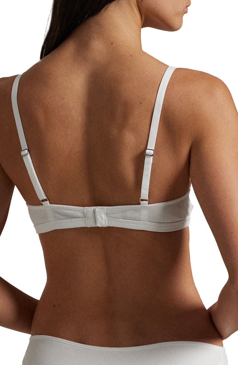 Polo Ralph Lauren Stretch Cotton Rib Triangle Bralette, Alternate, color, White Cloud