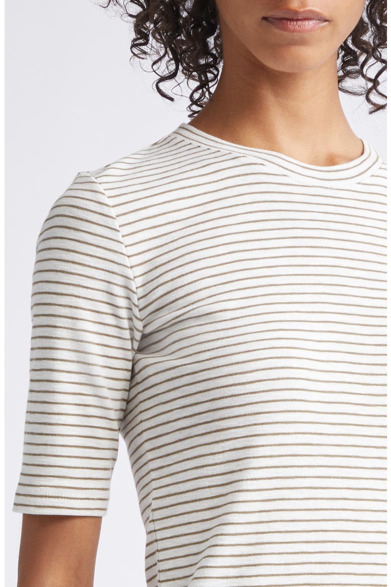 Stripe Elbow Sleeve Cotton Blend Knit Top, Alternate, color, TAPENADE COMBO
