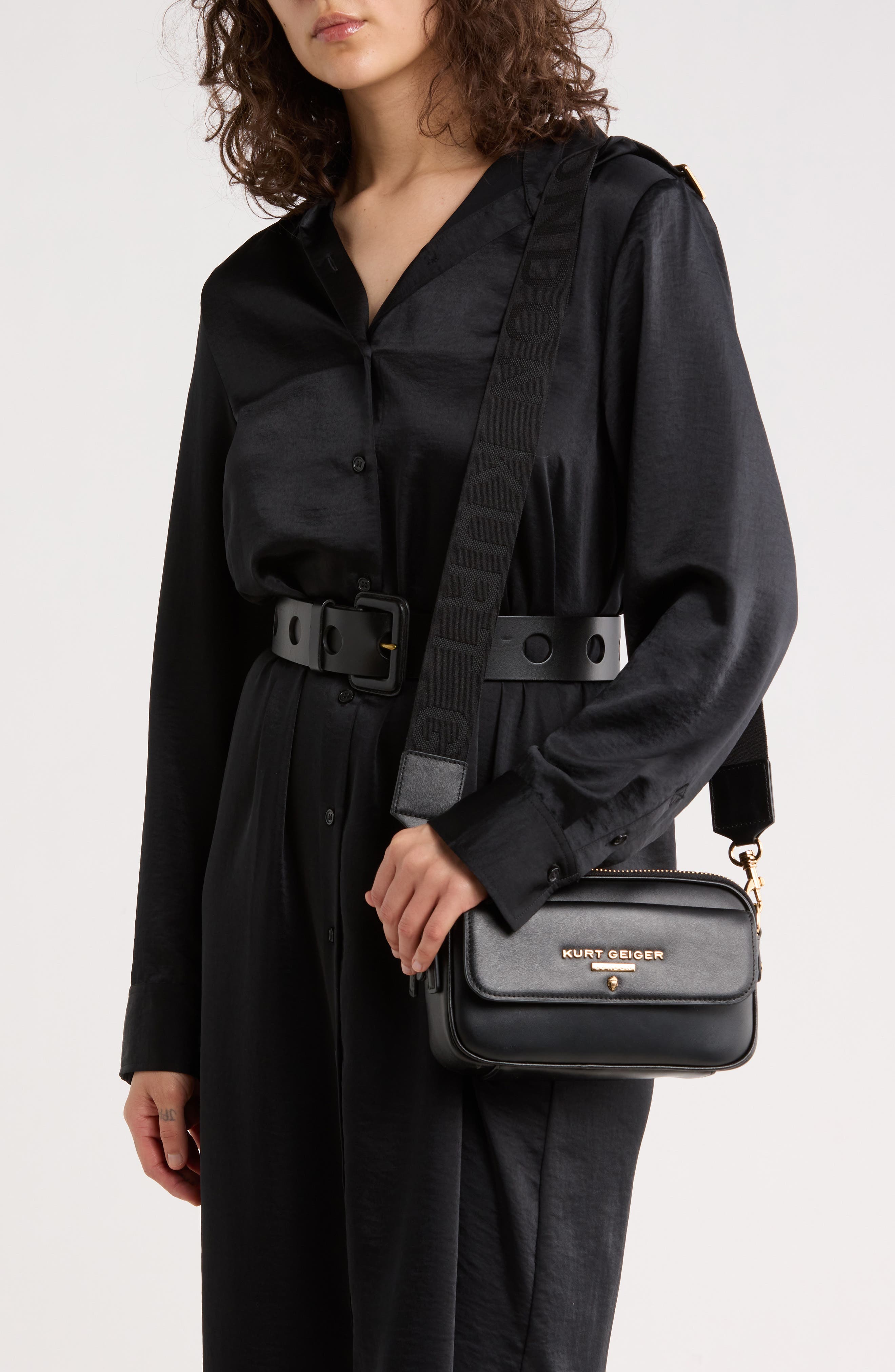 Kurt Geiger London Highgate Zip Leather Camera Bag, Alternate, color, 