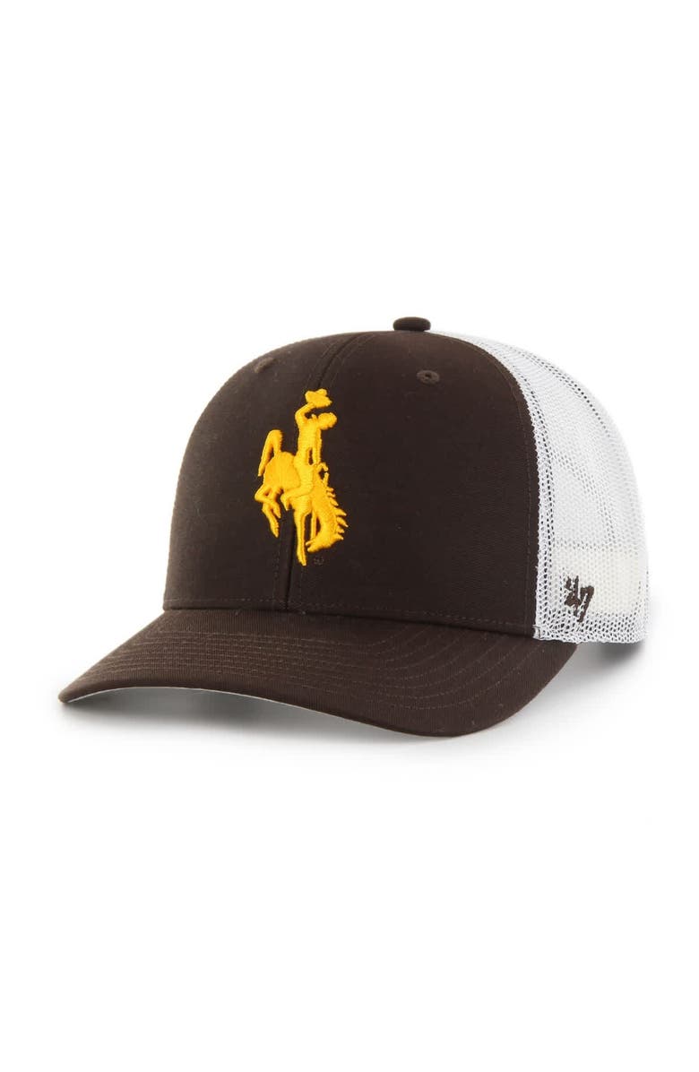 '47 Men's '47 Brown Wyoming Cowboys Mesh Hitch Trucker Adjustable Hat, Main, color, 