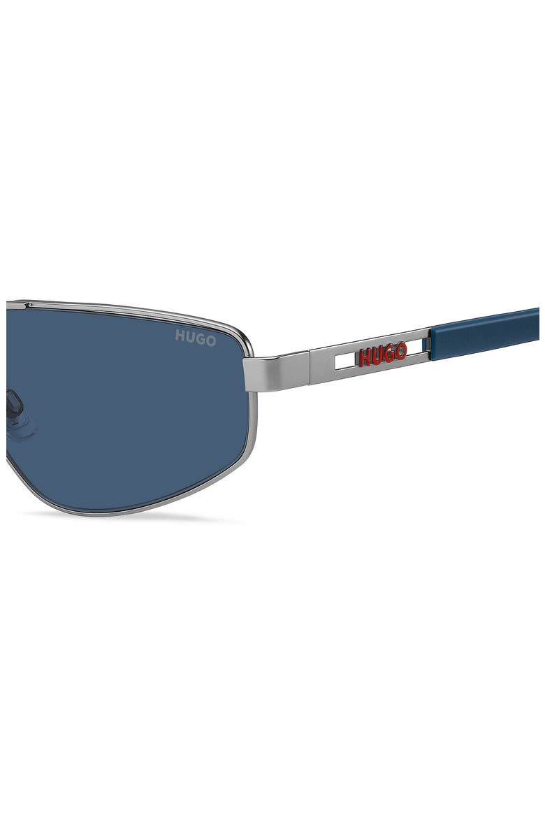 58mm Rectangular Geometric Sunglasses, Alternate, color, MATTE RUTHENIUM/ BLUE