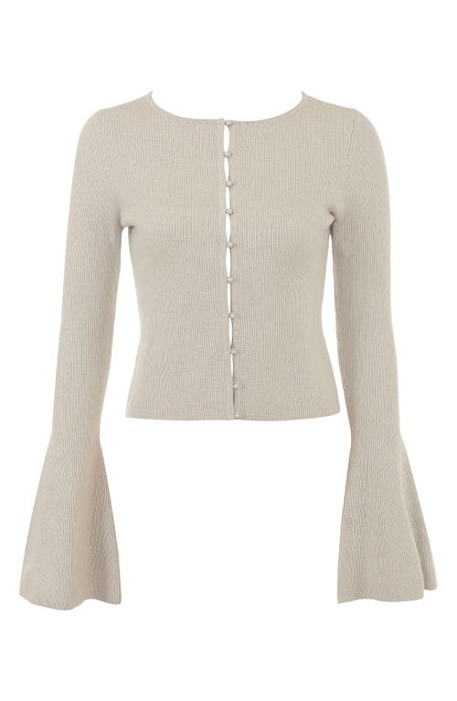 House Of Cb Aster Flared Cuff Cardigan In Grey Marl