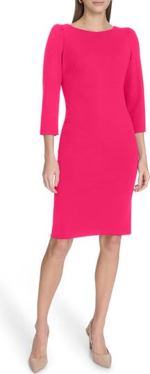 Calvin Klein Three-Quarter Sleeve Scuba Crepe Sheath Dress | Nordstromrack