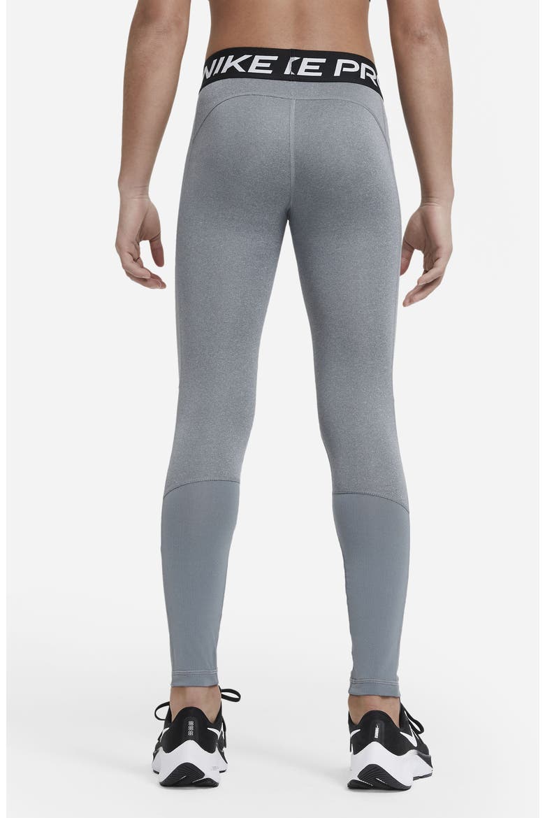 Kids' Pro Leggings, Alternate, color, 091 CARBON HEATHER/WHITE