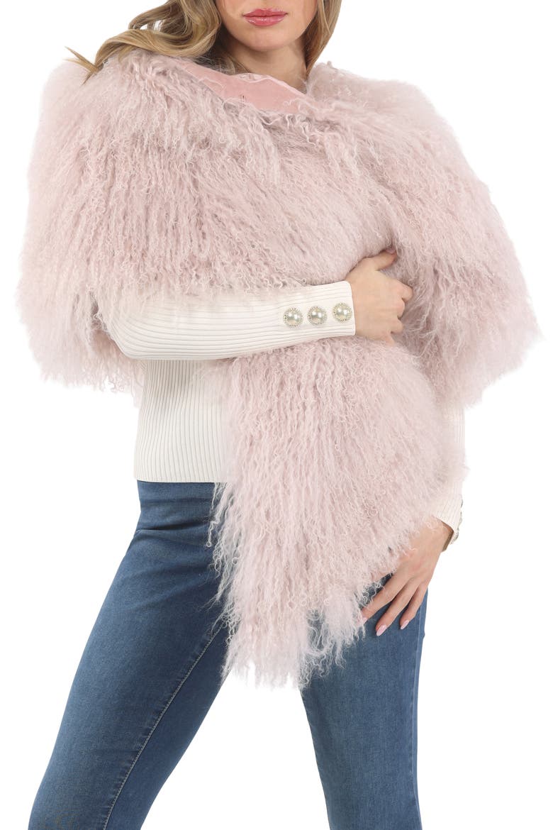 Select Genuine Shearling Shawl, Main, color, PINK