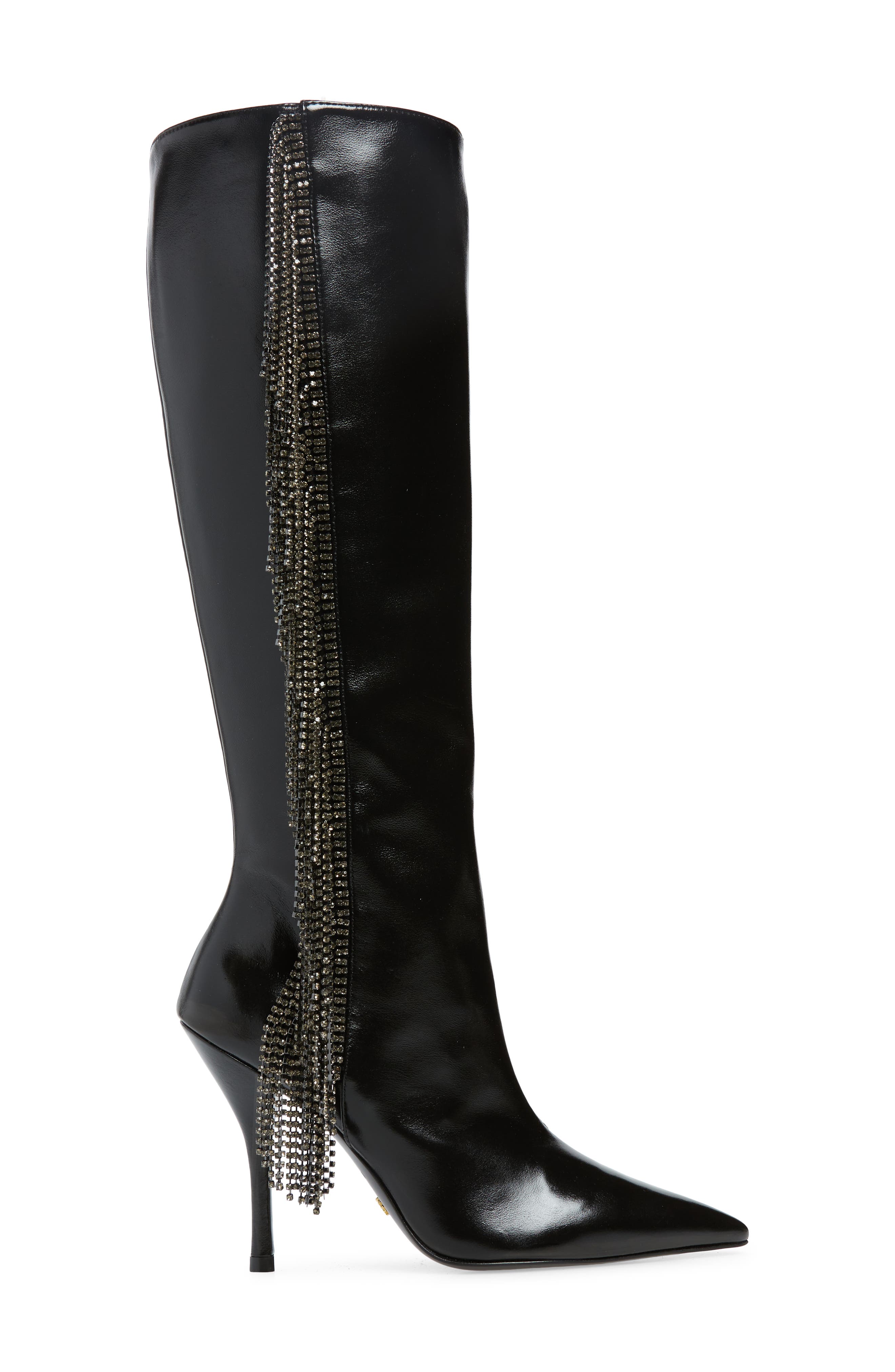 Stuart Weitzman Crystal Fringe Boot, Alternate, color, Black Diamond
