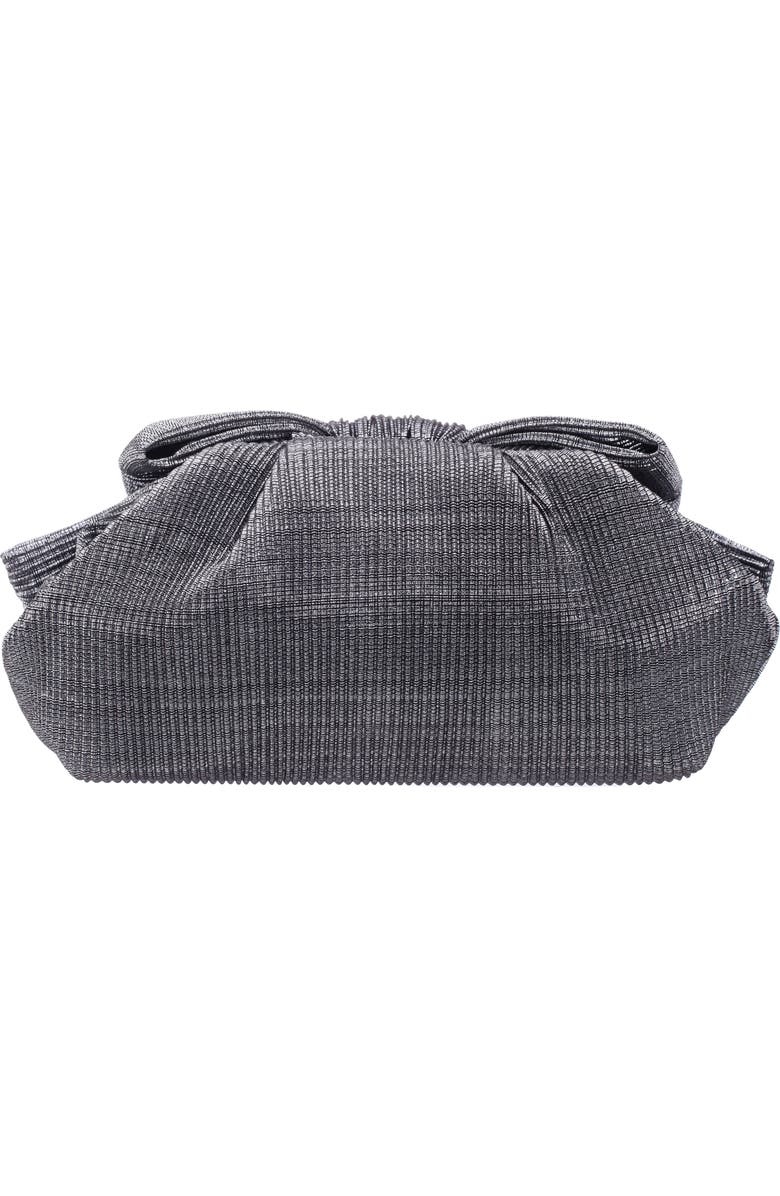 Nina Pleated Bow Clutch, Alternate, color, Gunmetal