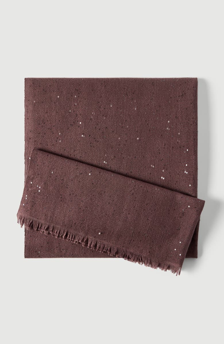 Brunello Cucinelli Cashmere and silk Diamond yarn scarf, Alternate, color, Grape