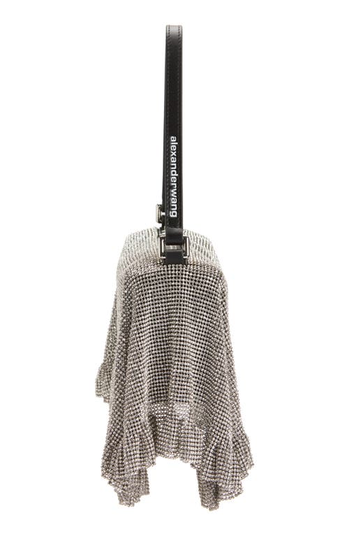 Alexander Wang Divina Crystal Mesh Pochette Top Handle Bag In Silver