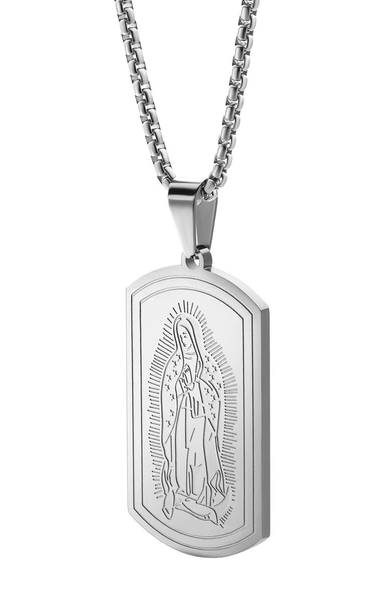 EDFORCE Men's Lady Guadalupe Dog Tag Pendant Necklace, Alternate, color, Silver