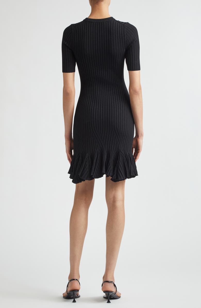 Proenza Schouler Leandra Short Sleeve Rib Sweater Dress, Alternate, color, Black