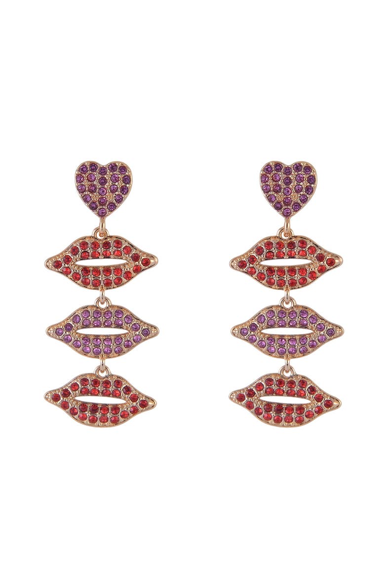 Stone Lip Linear Earrings, Alternate, color, Red