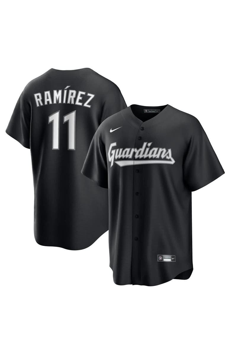 Nike Men's Nike José Ramírez Black Cleveland Guardians Lights Out Replica Player Jersey, Alternate, color, Black
