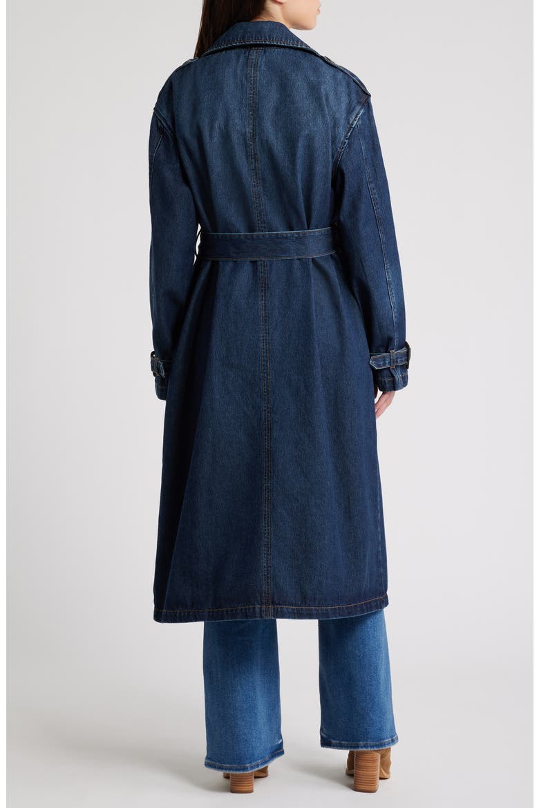 Classic Denim Trench Coat, Alternate, color, DARK WASH