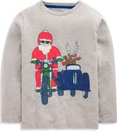 Mini Boden Kids' Motorbike Santa Graphic Tee