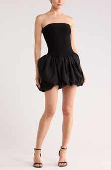 Simkhai Pollie Strapless Bubble Hem Linen Blend Minidress