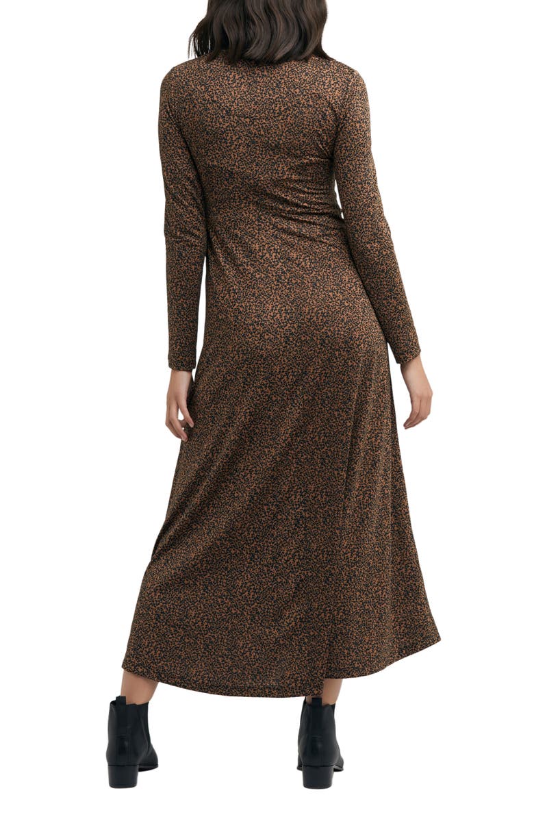 Ripe Maternity Shae Animal Print Cross Front Long Sleeve Maternity Dress, Alternate, color, 
