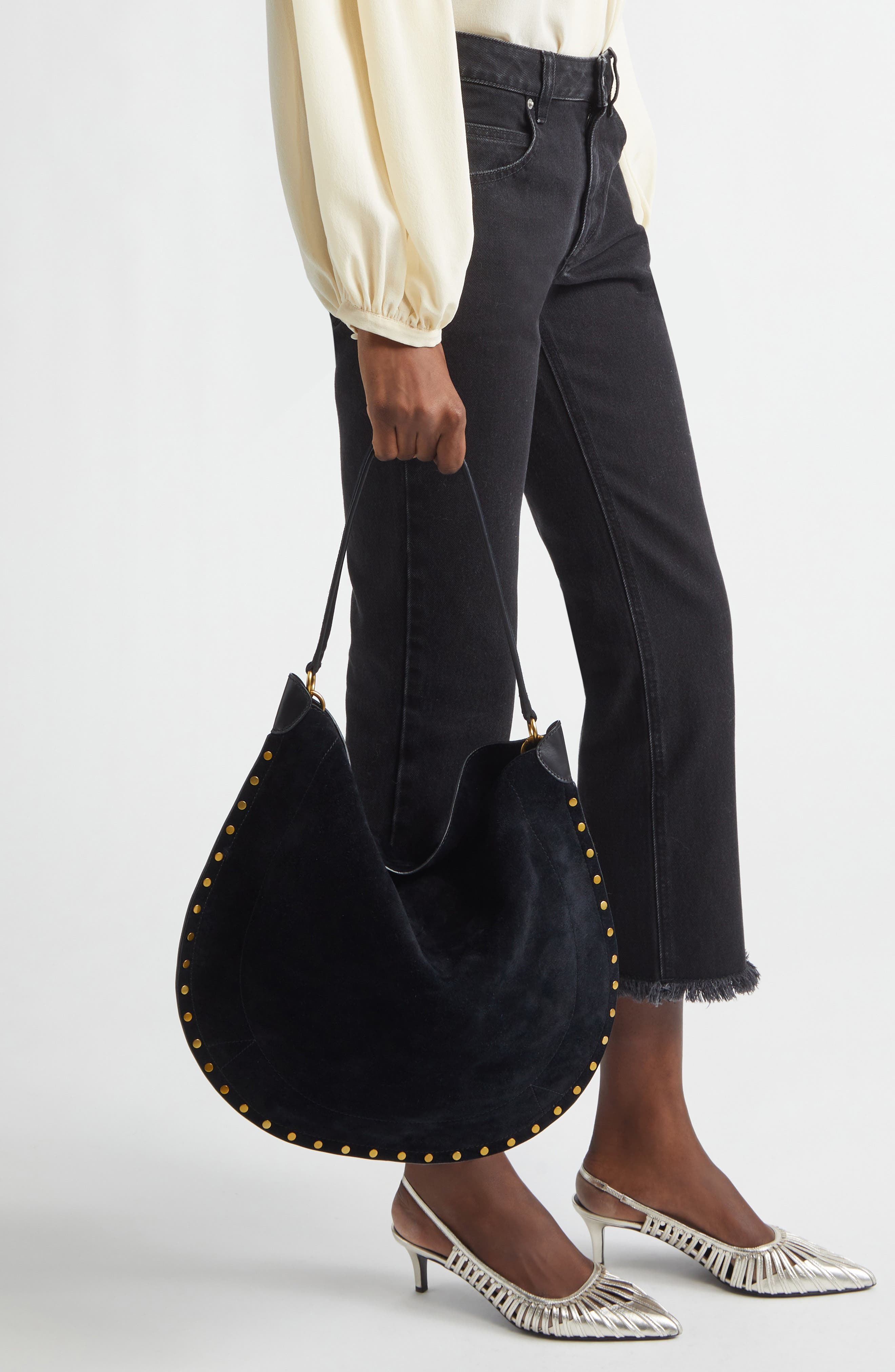 Oskan Suede Hobo Bag, Alternate, color, DARK MIDNIGHT