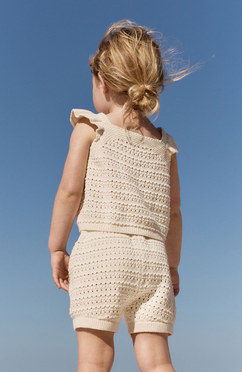NEXT Kids' Crochet Appliqué Open Stitch Cotton Top & Shorts Set, Alternate, color, Neutral