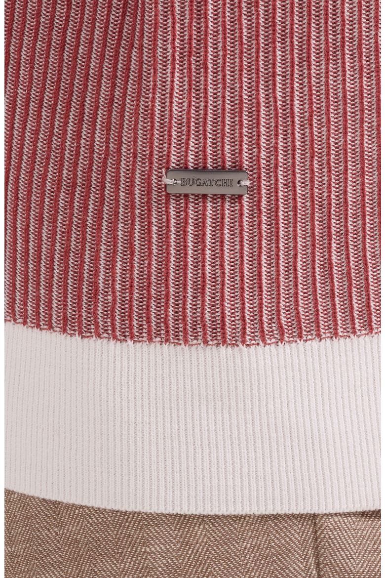 Ottoman Stitch Cotton & Silk Quarter Zip Polo Sweater, Alternate, color, RIO RED