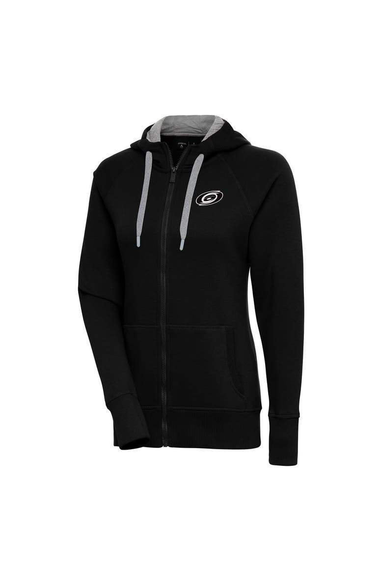 Women's Antigua  Black Carolina Hurricanes Metallic Logo Victory Full-Zip Hoodie, Main, color, Black