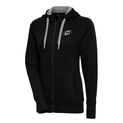 Women's Antigua  Black Carolina Hurricanes Metallic Logo Victory Full-Zip Hoodie