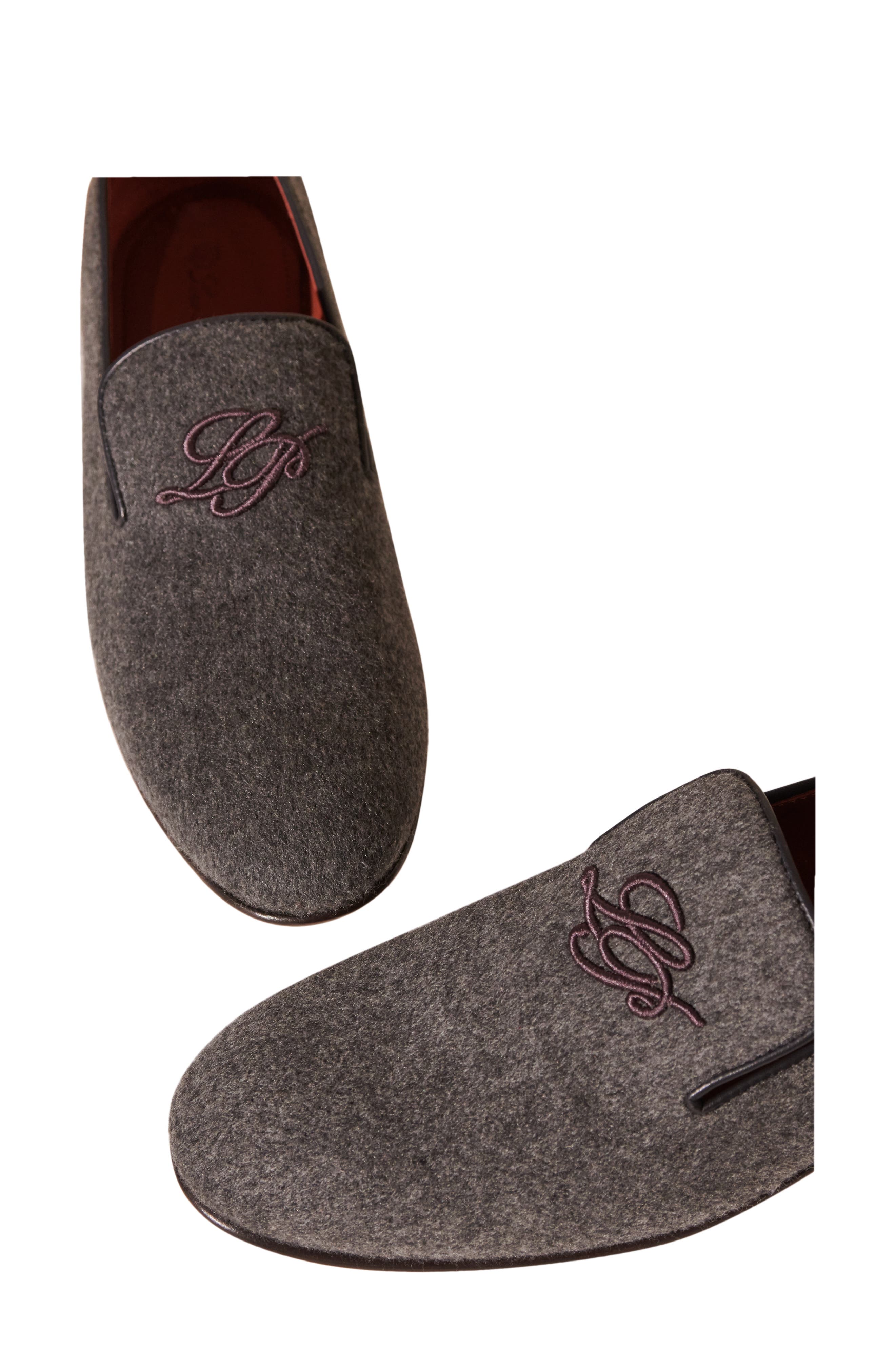 Loro Piana Anagram Cashmere Smoking Slipper, Alternate, color, 
